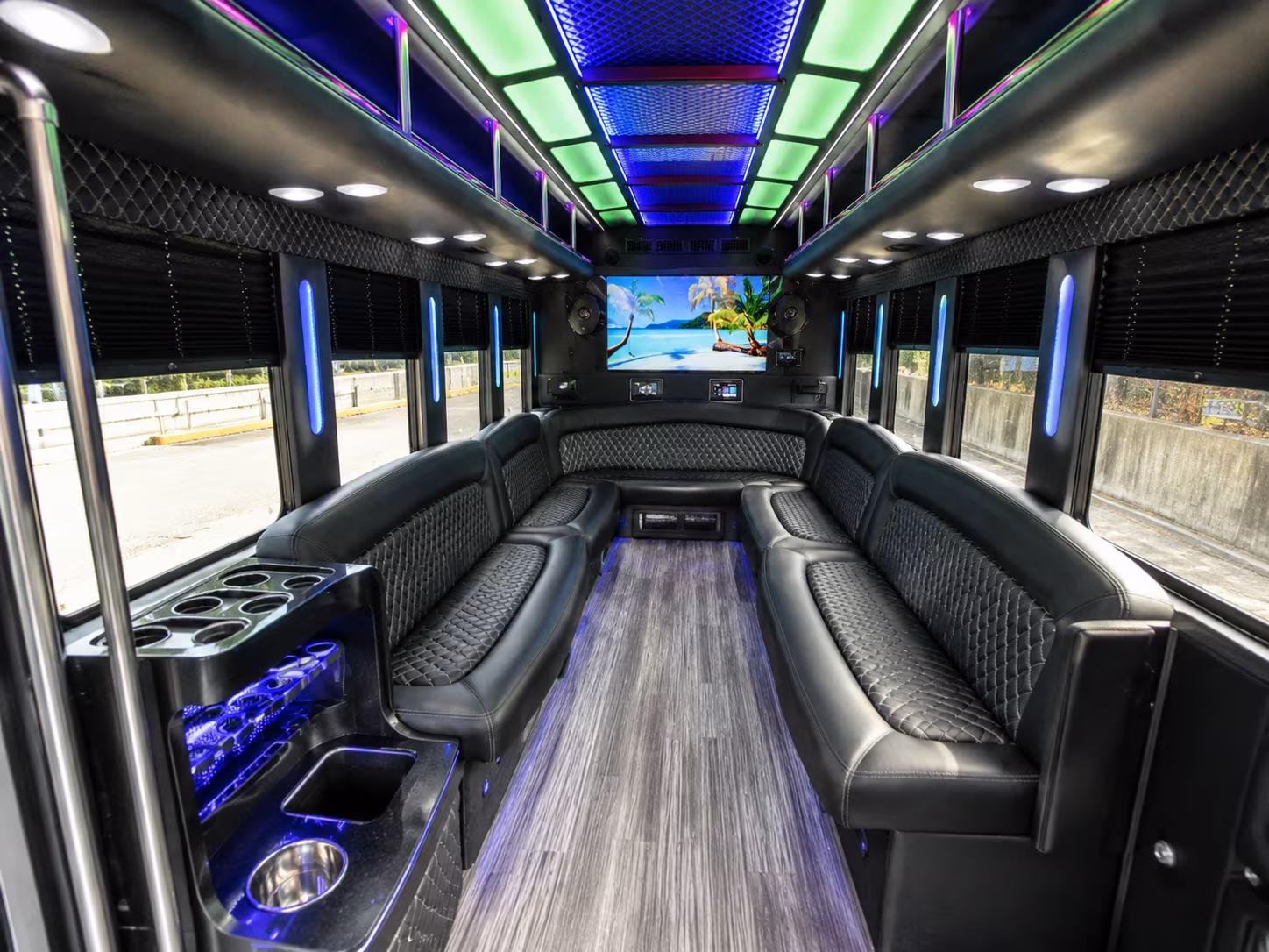 baton rouge 18 passenger party bus inside